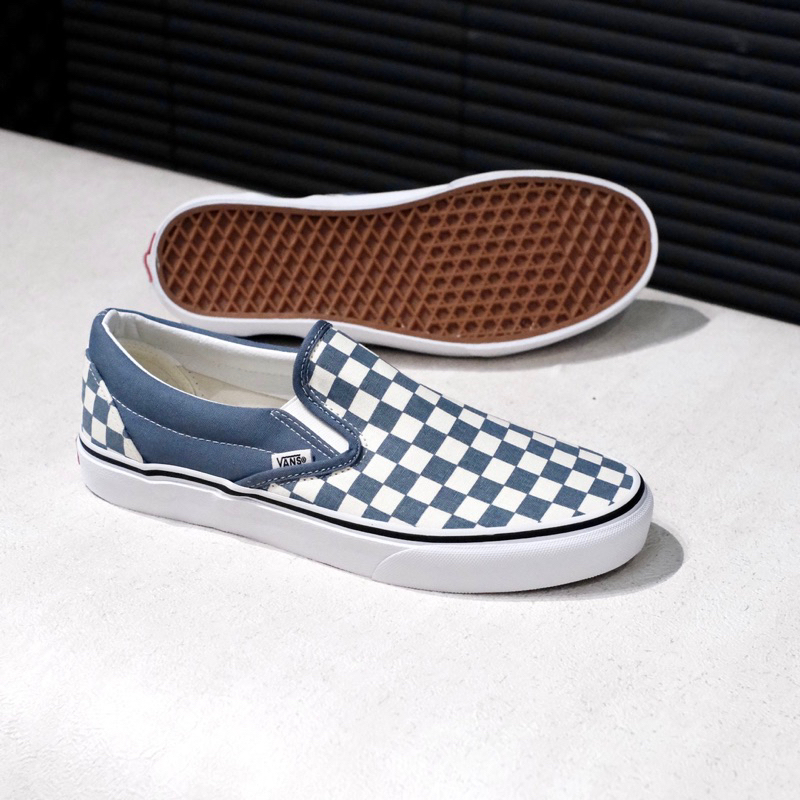 SEPATU VANS SLIPON CHECKERBOARD BLUE / MIRAGE ORIGINAL