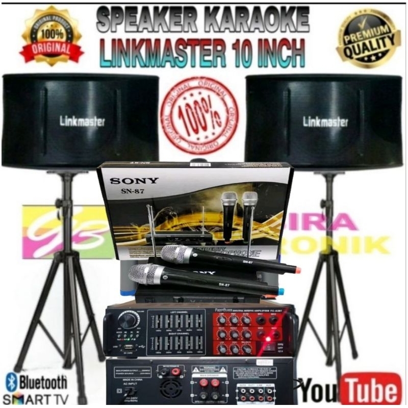 paket karaoke speaker linkmaster 10 inch original ampli Bluetooth