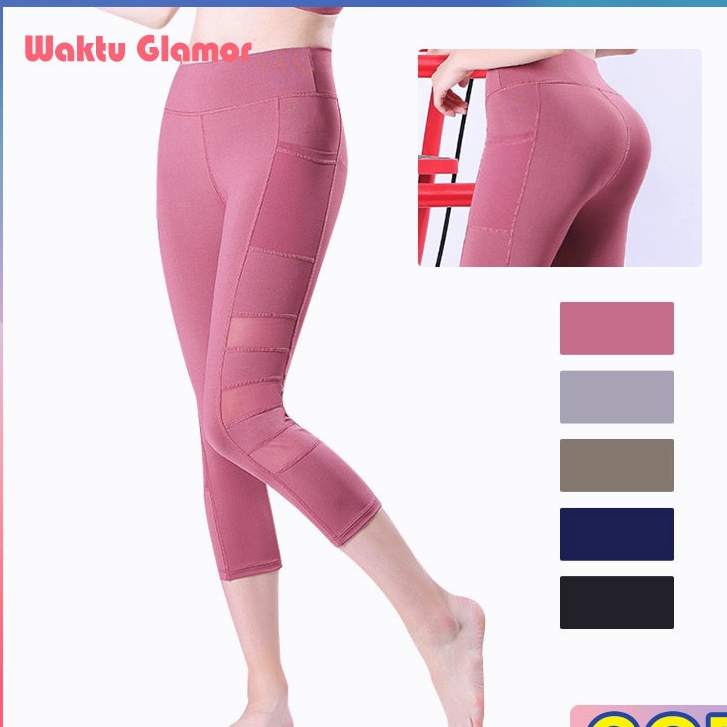 Yoga Legging Celana Sport Wanita High Waist Polos Import High Quality KZ865