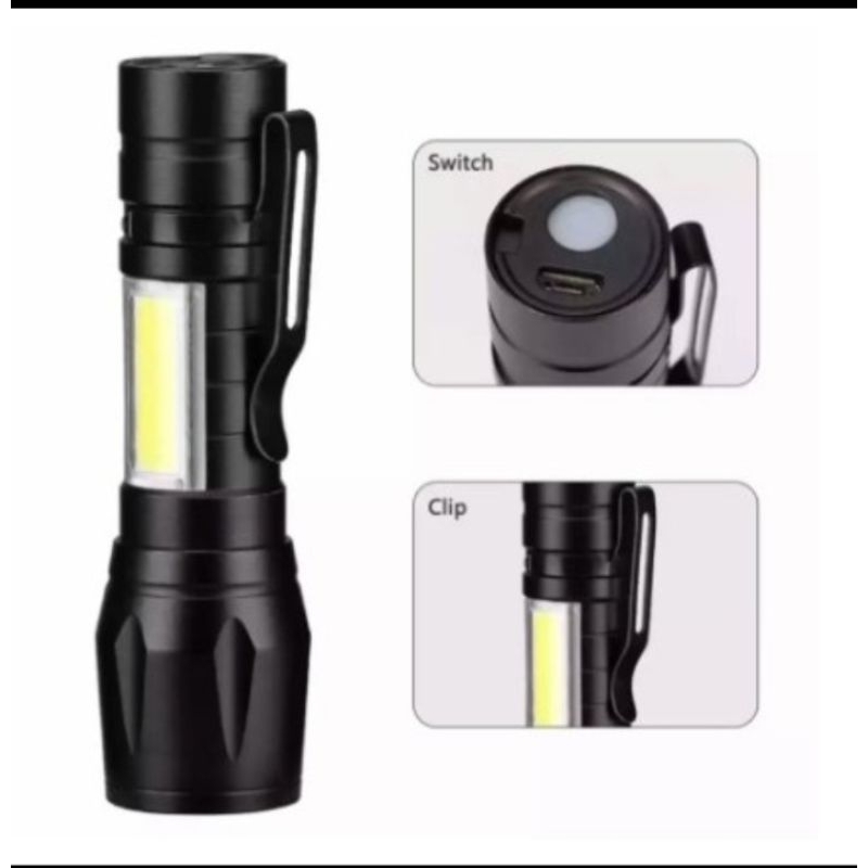 Senter Mini LED Senter LED USB Rechargeable