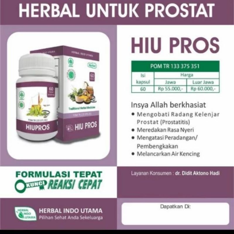 HIU PROS Obat Herbal Prostat 60 kapsul