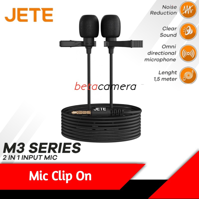 Mic Clip On Hp Kabel Jete Dual Mic M3 Series / Microphone HP Smartphone TTRS Audio External Recordin