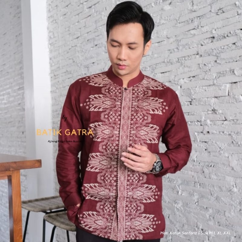 Koko Batik Lengan Panjang  Motif Kapas Full Furing