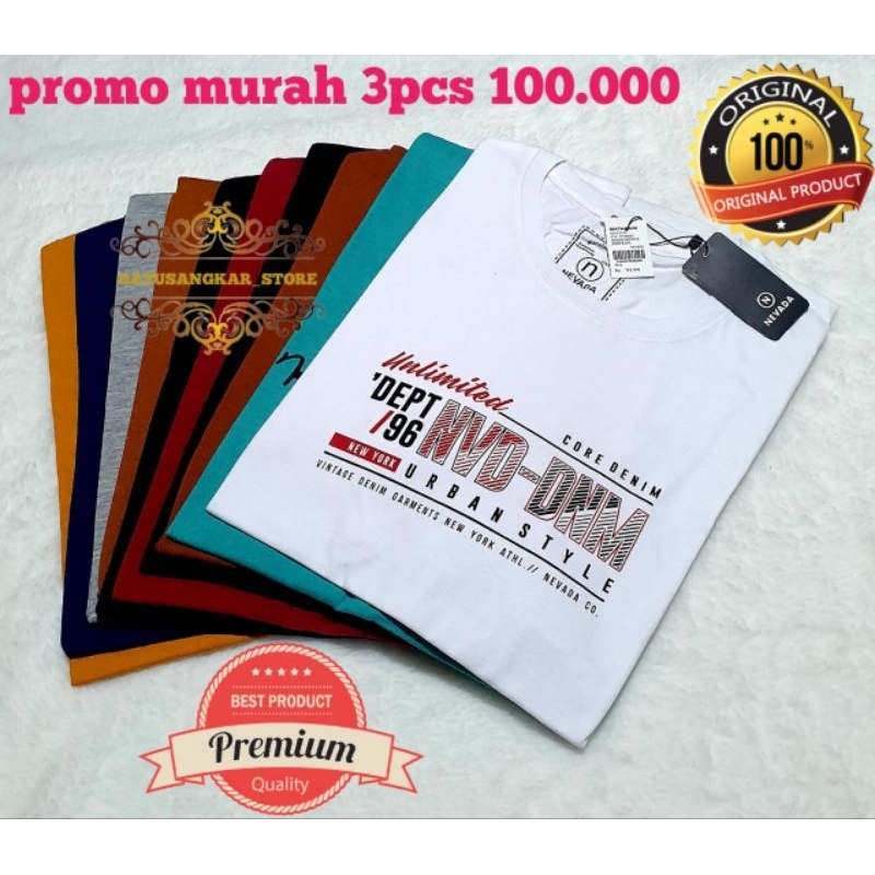 Paket 3 pcs 100 ribu motif RANDOM | kaos nevada original pria dewasa lengan pendek asli bandung | ka