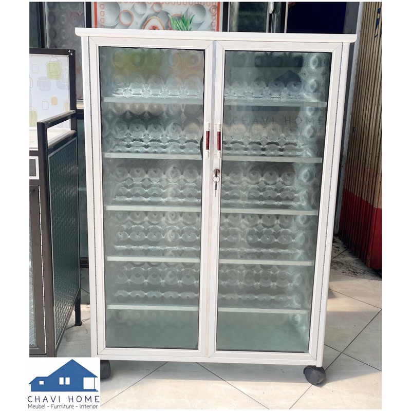 Rak sepatu aluminium 5 susun coklat/putih lemari sepatu almini tahan air anti rayap
