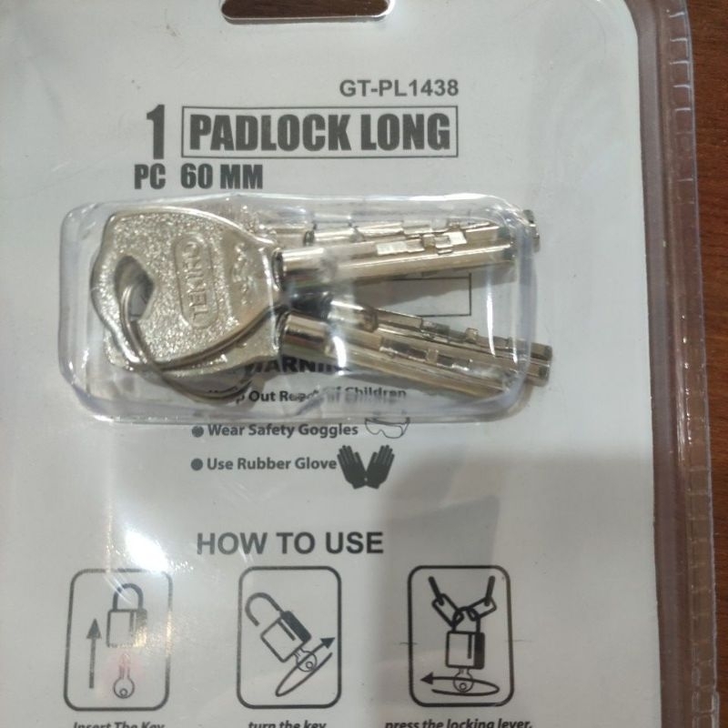 kunci gembok tekiro 60mm ( leher panjang)/ gembok tekiro 60mm panjang ( isi kunci 4pc)/PADLOCK LONG 60MM tekiro