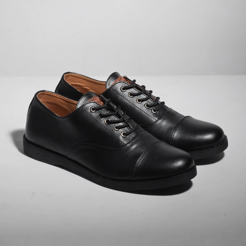 Oxford Full Black | 38-46 | Sepatu Pantofel Santai Kasual Kerja Kuliah Pria Cowok Men Laces | FORIND x Story of Monday