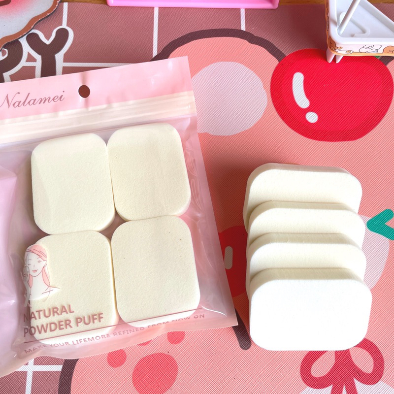 Spons Make Up Set  4 IN 1 Beauty Blender Sponge Bedak Isi 4 Pcs Powder Puff Foundation Makeup Puff Wajah Kemasan Plastik Import Murah Kualitas Tebal