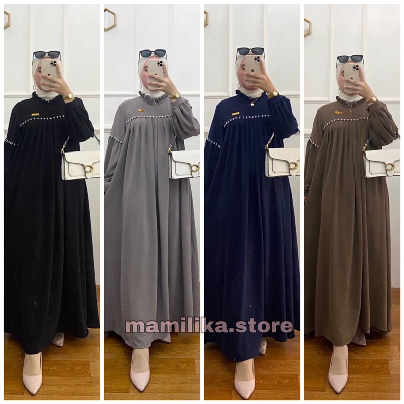 AISYAH DRESS GAMIS CRINKLE AIRFLOW VARIASI PAYET