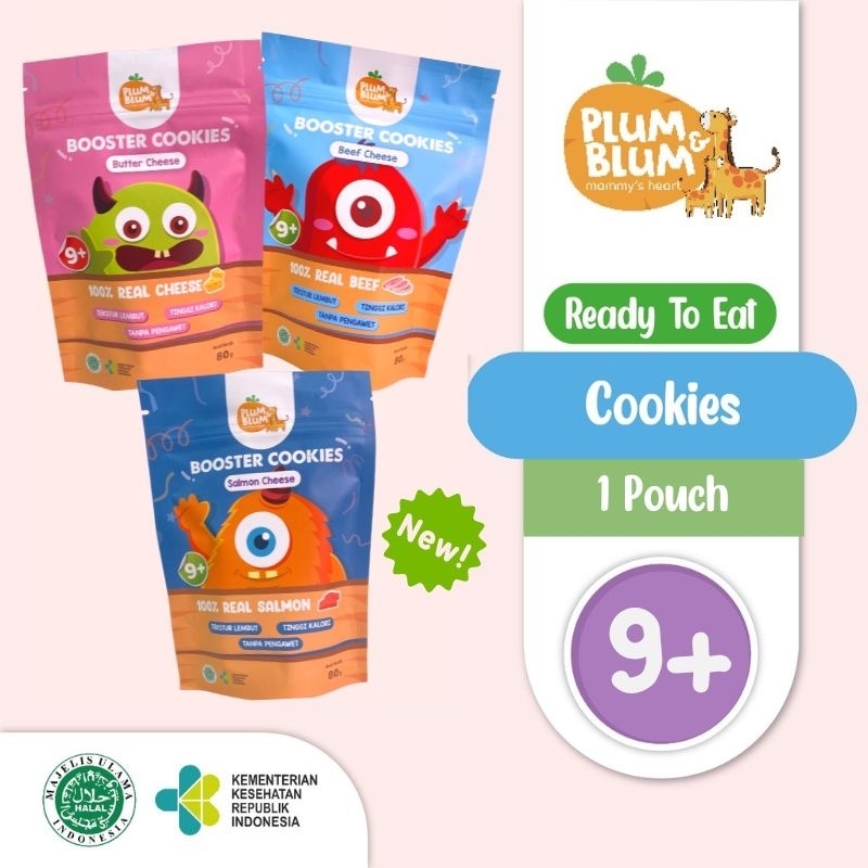 Plum &amp; Blum Baby Cookies BB Booster Butter Beef Salmon Cheese 80 gr / Plumandblum Snack MPASI Bayi/ Plum and Blum