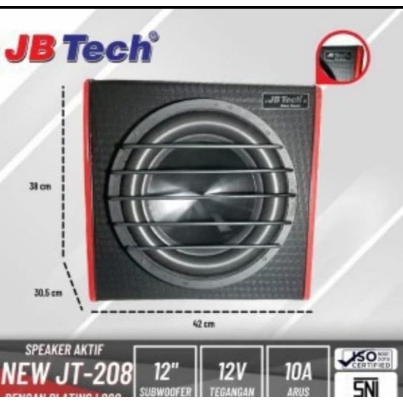 Subwoofer aktif bassbox JB-TECH JT 208 aktif 12" bastube aktif jb tech