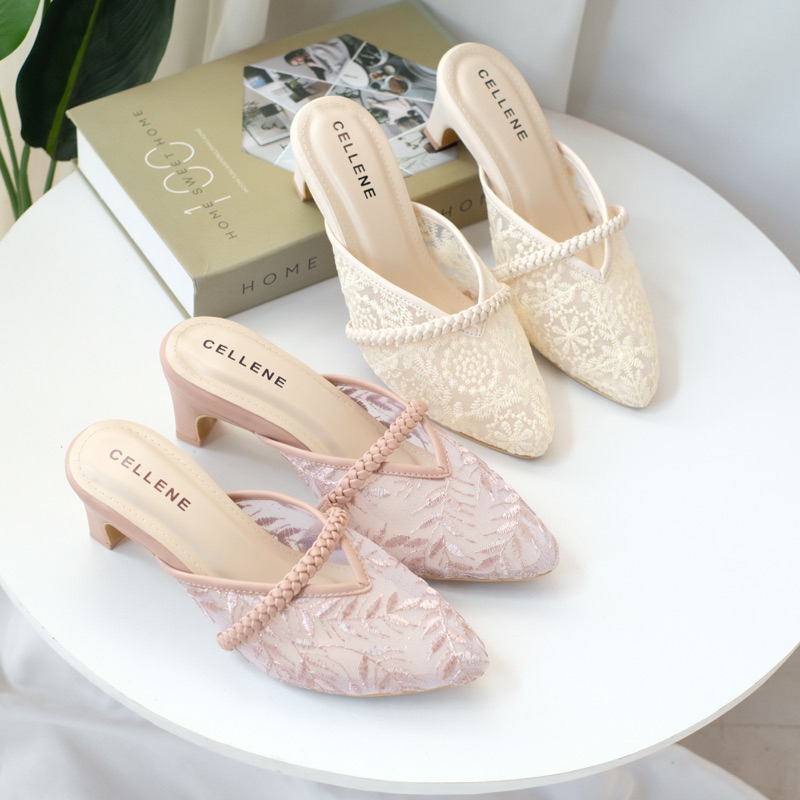 𝗖𝗘𝗟𝗟𝗘𝗡𝗘 CENDANA HEELS 8 warna (2/2) Heels Brukat Lace Wedding Shoes 5cm