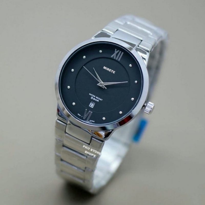 Jam Tangan Pria Mirete Original Tahan Air Tanggal Aktif Strap Rantai Stainless Steel Free Box | Jam Tangan Kasual Pria Quartz Analog Import Berkualitas Murah | Reallict Dijamin Sesuai Foto