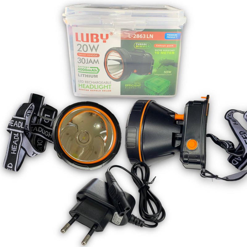Senter Kepala / Lampu Senter camping/ Headlamp 20 Watt Luby All Type / Senter Kepala 20 Watt