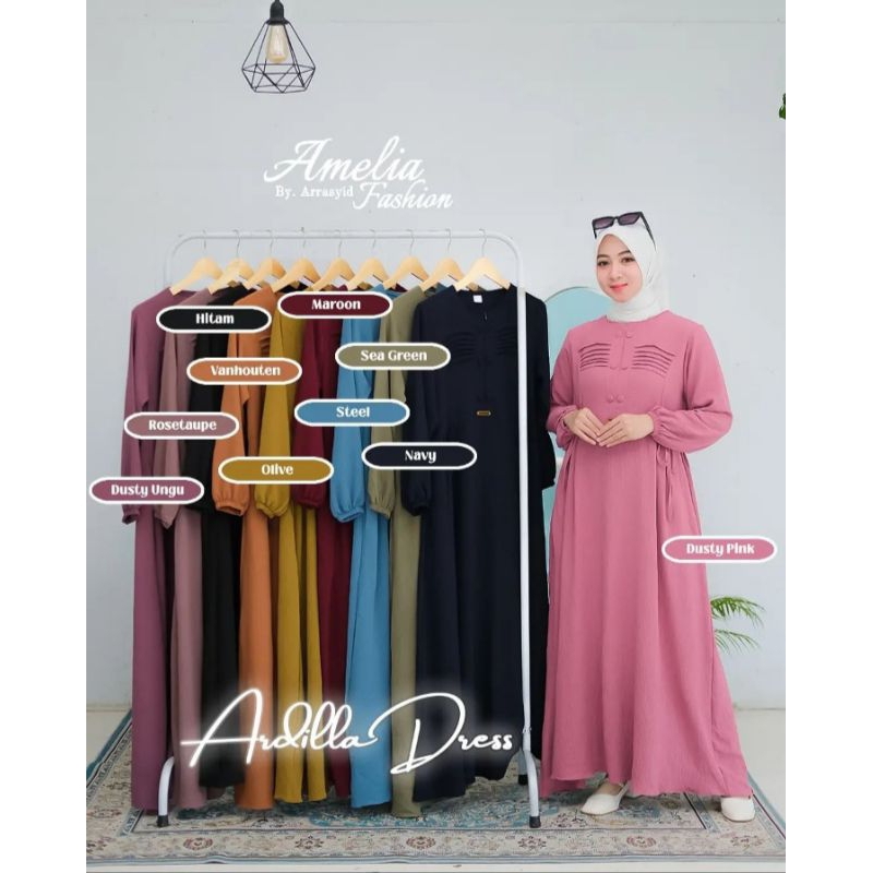 Ardila Dress AmeliaFashion//GamisArdilaDress//Gamisterbaru//GamisLebaran//GamisKekinian Ori Amelia F