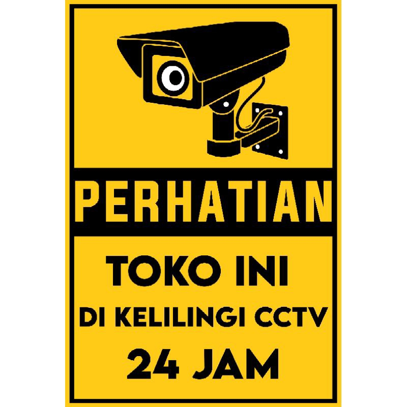 

Stiker perhatian area dipantau cctv stiker tulisan cctv 24jam stiker himbau 30×45CM