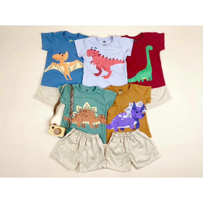 SET DINO Premium / Stelan Pendek Sablon Pineapple Kids Size 1-5