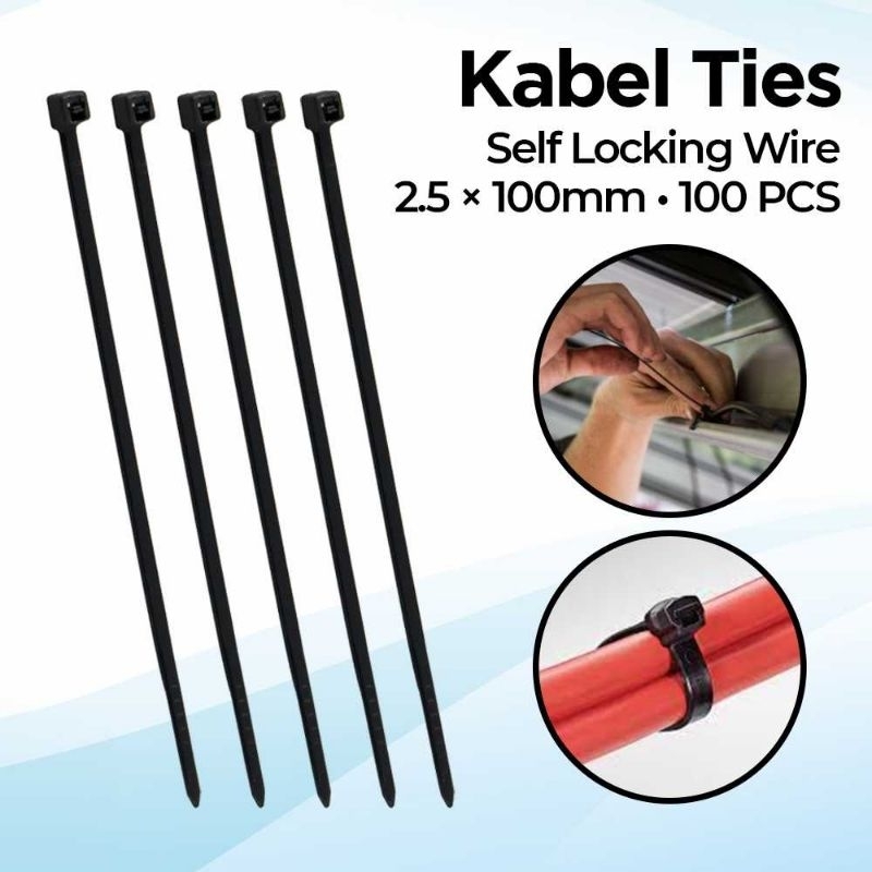 Kabel Tis Ties Self Locking Wire Zip Cable Organizer 2.5x100mm 100PCS