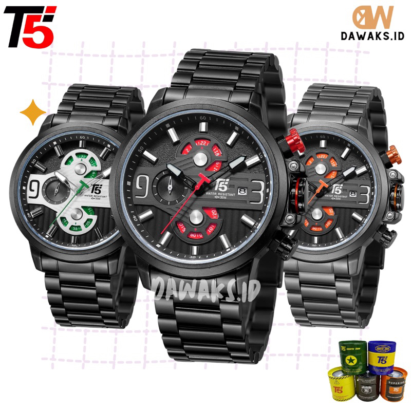 JAM TANGAN PRIA ANALOG T5 H 3610G T5 3610 T5 H3610G ORIGINAL 100% CHRONOGRAPH AKTIF TAHAN AIR FREE B
