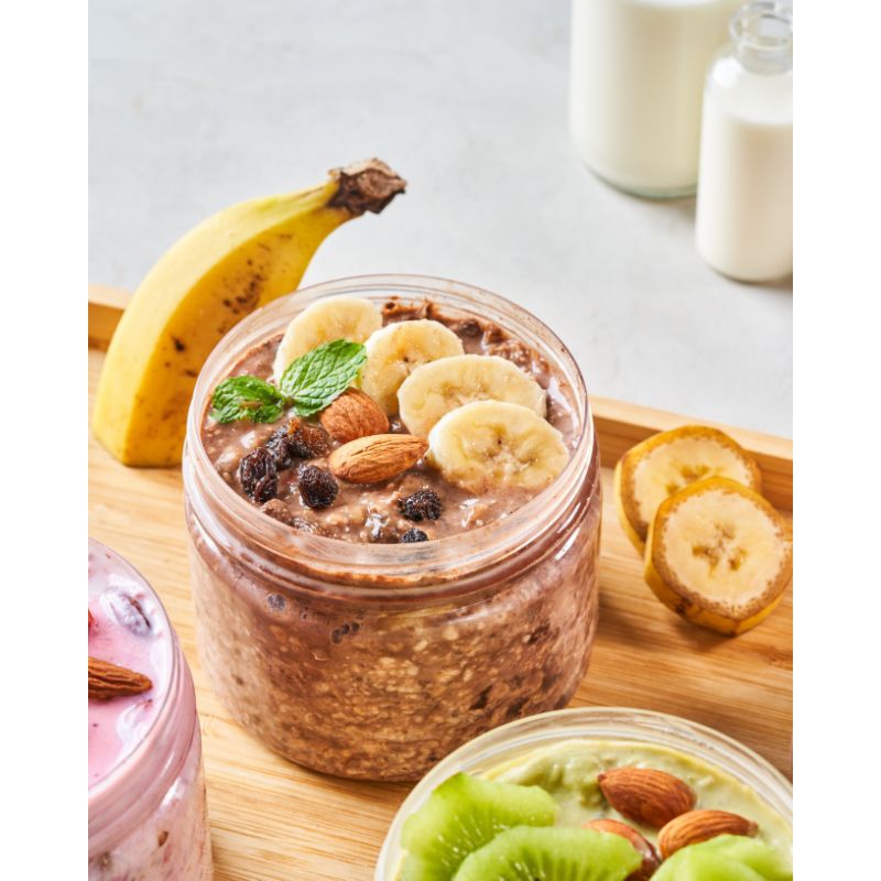 

CHOCOLATE BANANA OVERNIGHT OAT (400ML) PORSI BESAR LEBIH KENYANG