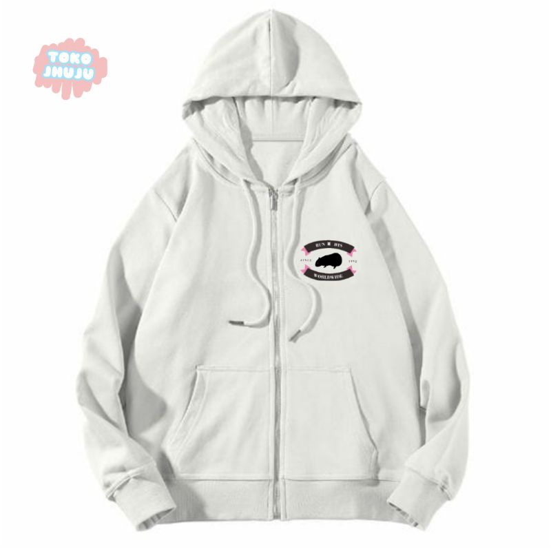 Hoodie ZIPPEE Jin Run Bts 2023 Logo Kecil