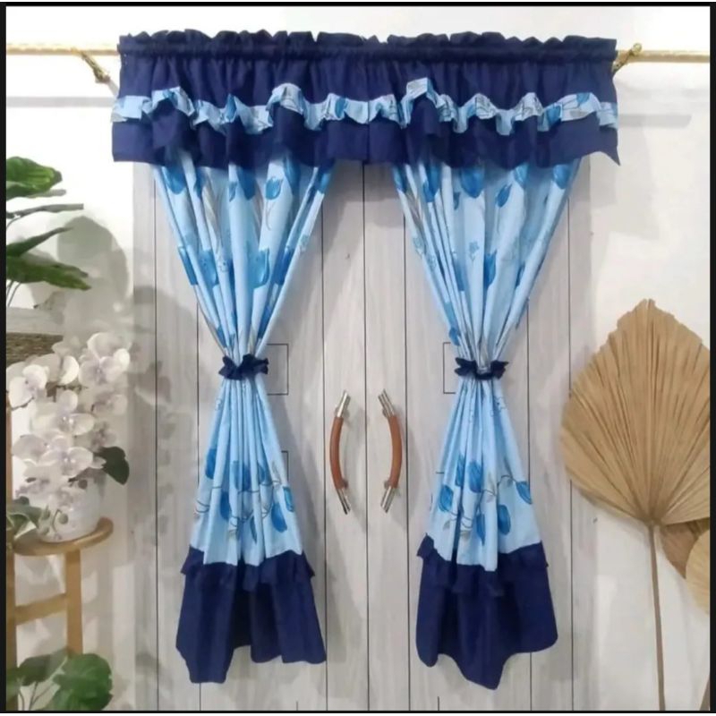 GORDEN SERUT PONI UKURAN 100X150 HORDENG JENDELA KAMAR 2 KACA MOTIF BUNGA TETLARIS TERALIS LUCU KARA