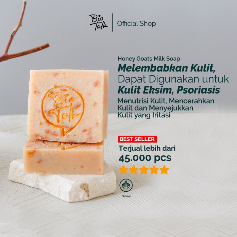 BioTalk Herbal Handmade Soap - Honey Goats Milk Oatmeal - Kulit Kering/Sensitive/Eczema/Psoriasis