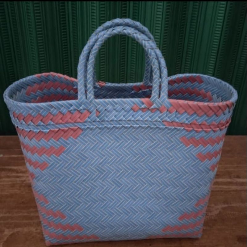 Tas keranjang anyaman plastik/tas keranjang belanja pasar