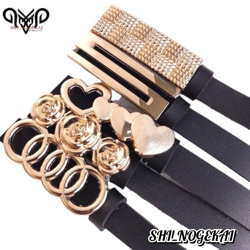 Sabuk wanita murah kulit sintetis model cantol HITAM jumbo