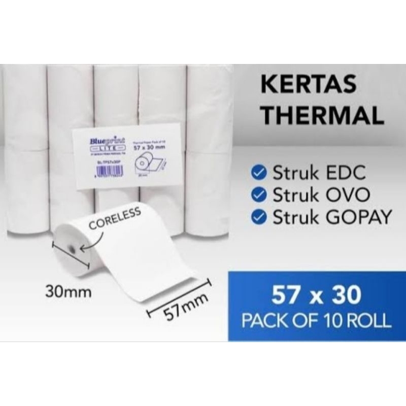 

Kertas Struk Thermal Merek Blueprint 57x30 isi 10 rol