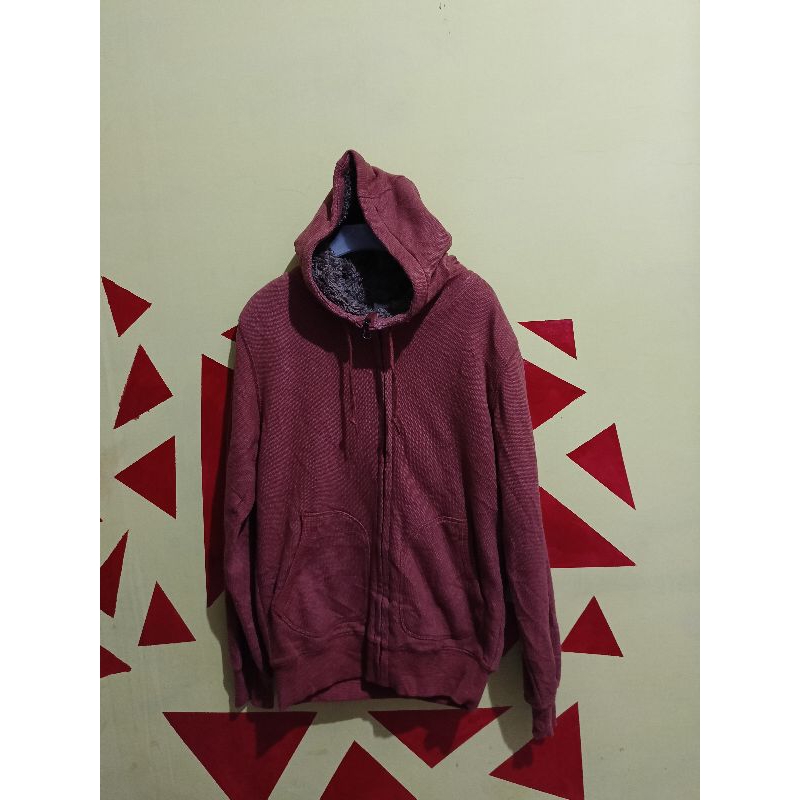 Jaket uniqlo zipper original Sherpa tebal size M fit to L