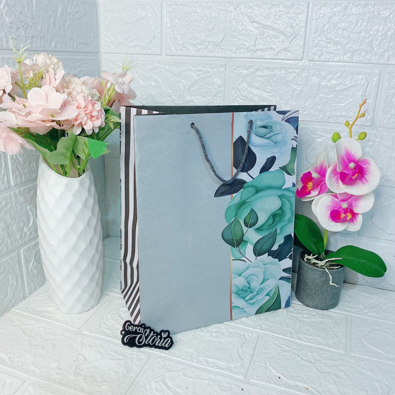 

( GS014B) Paperbag motif exclusive HIJAU / paper bag motif unik 20x10x25