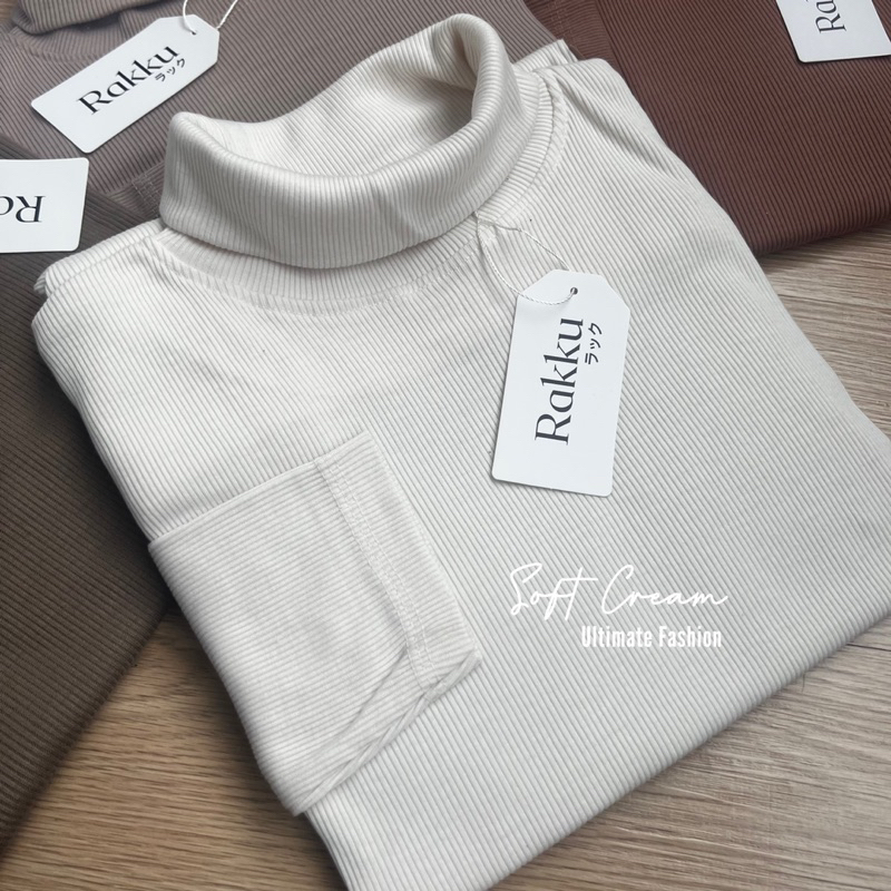 Turtleneck Inner Leher Tinggi - Atasan Kaos Rib Premium Lengan Panjang Wanita Dan Pria Korea Rakku