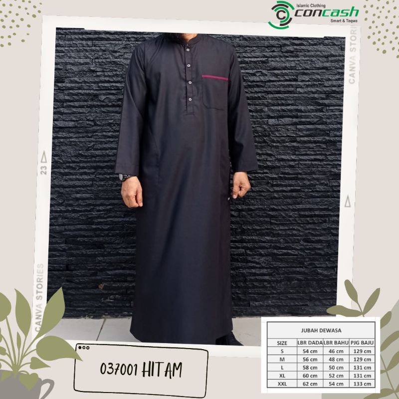 Jubah - Jubah Katun - Jubah Pria - Concash - Hitam