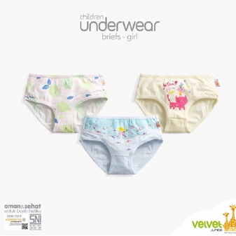 Velvet Junior Brief Girl Series (3pcs) / Pakaian Dalam Anak / UnderWear / Boxer Anak / Celana Dalam Anak