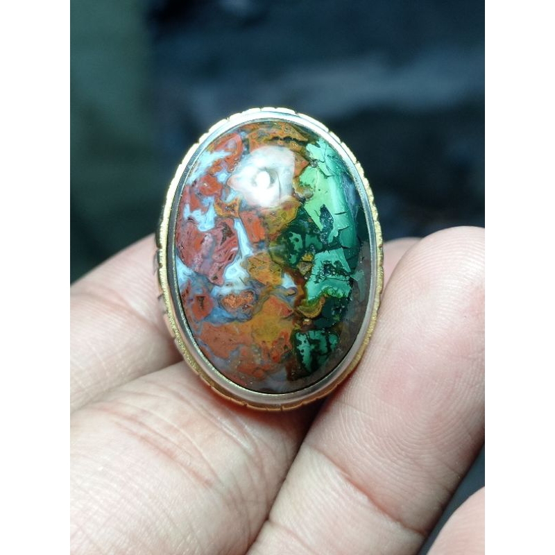 cincin batu akik pancawarna kembang super lain garut