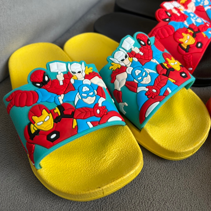 (2-9 Tahun) Sandal jelly import karet anak superhero spiderman ironman captain america