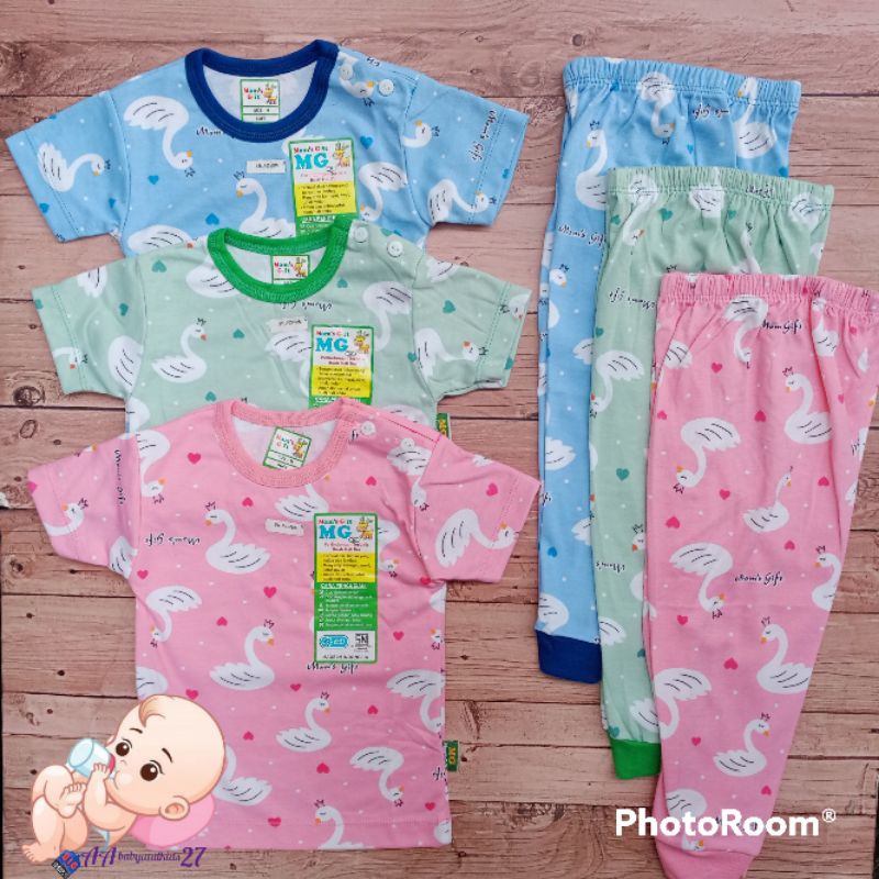 MOM'S GIFFT ANGSA SERIES Setelan CPR Baju Bayi Lengan Pendek Kancing Bahu Celana Panjang Ukuran S M L XL SNI Nyaman Murah Berkualitas