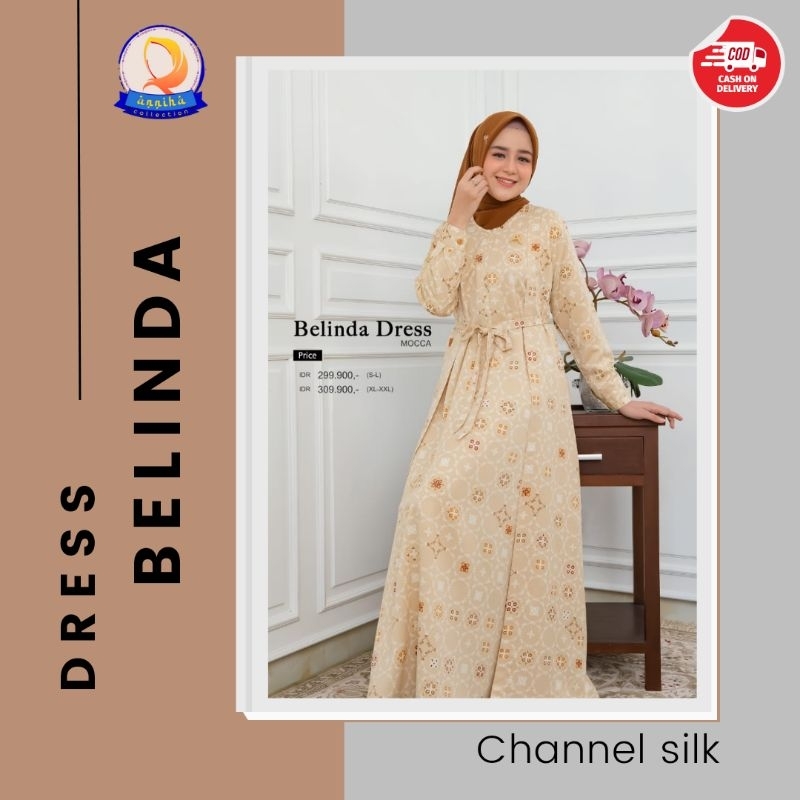 Terbaru √ Dress Belinda By Ar Rafi Hijab Baju Gamis Wanita Motif Kekinian 2022 Channel silk Ori By Arrafi || Anniha Collection