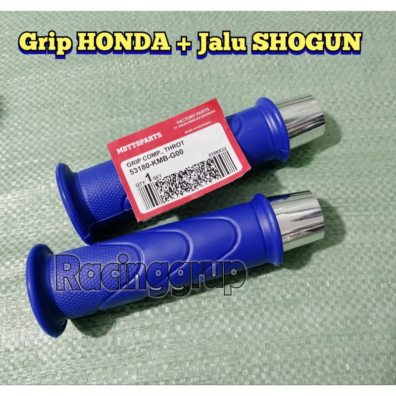 PAKET grip hanfat standar honda dengan jalu stang pcx ALUMINIUM grip biru terbaru bahan original 99% ori