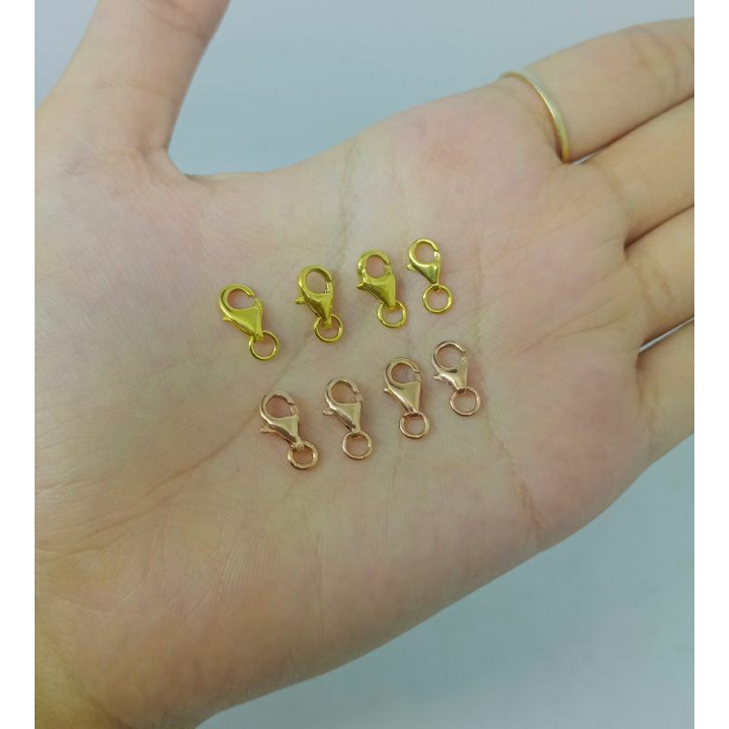 pengait perhiasan kalung &amp; gelang/kokot oval/perak asli silver 925 lapis emas