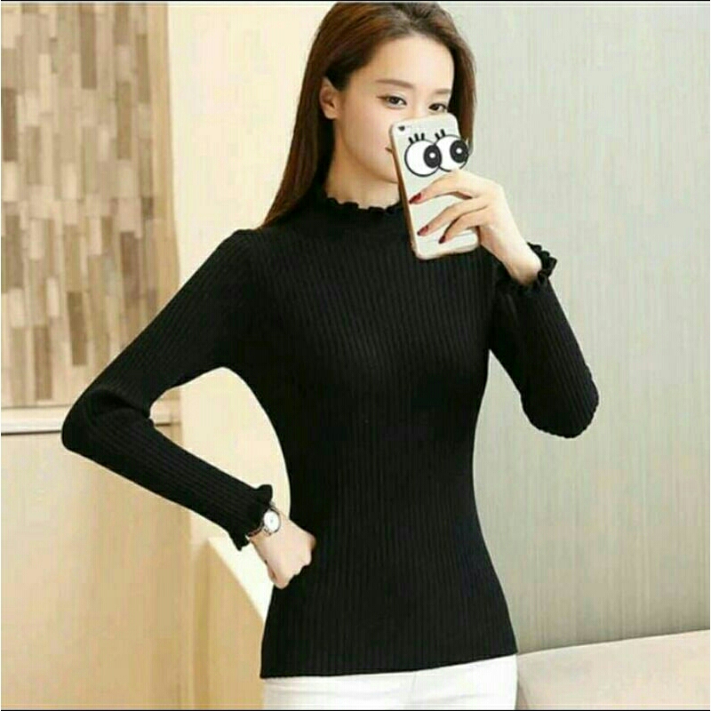 baju rajut kriwil/baju tangan panjang/baju rajut kurly TURTLENECK
