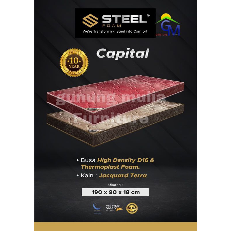Matras Tilam Kasur Busa Capital Steel Foam Tempat Tidur Mattress Berkualitas Bergaransi