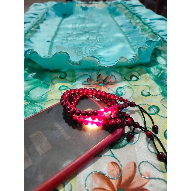 gelang tasbih tali arus merah kristal super