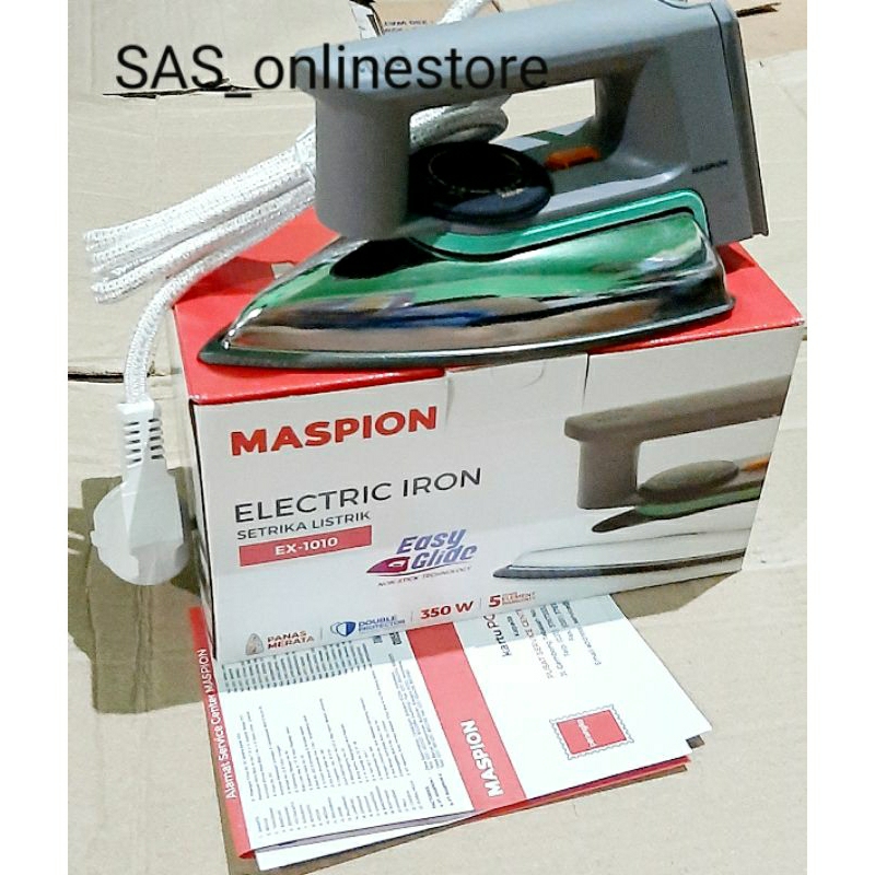 Setrika Listrik Gosokan MASPION EX-1010 BLACKBERRY Hitam Anti Lengket/EX-1010 Stainless putih abu