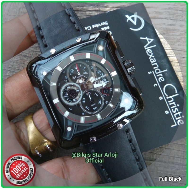 Alexandre Christie AC 3030 Mc Tali Kulit Full Black Original