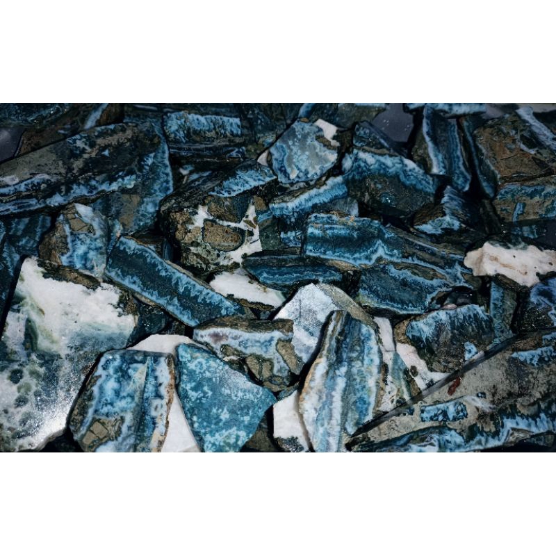 BAHAN NATURAL ROUGH BLUE LACE / BATU AKIK GAMBAR / LEMPENG MOTIF GARUT CIHURIP