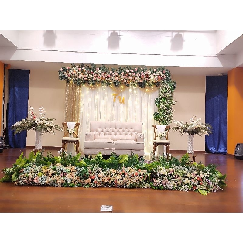 Sewa Dekorasi Pelaminan Minimalis Modern Murah Jakarta - Backdrop Pelaminan 3 Meter +set kursi pelam