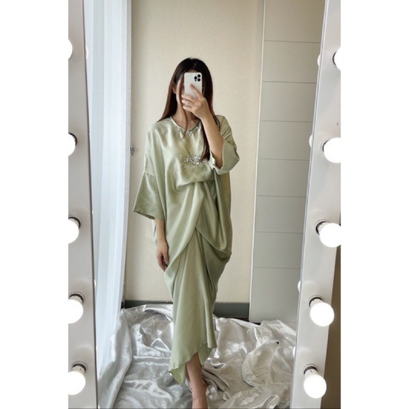 Kaftan Satin Sonya Gamis Lebaran 2024 Kaftan Payet Casual Dress Kondangan Muslim