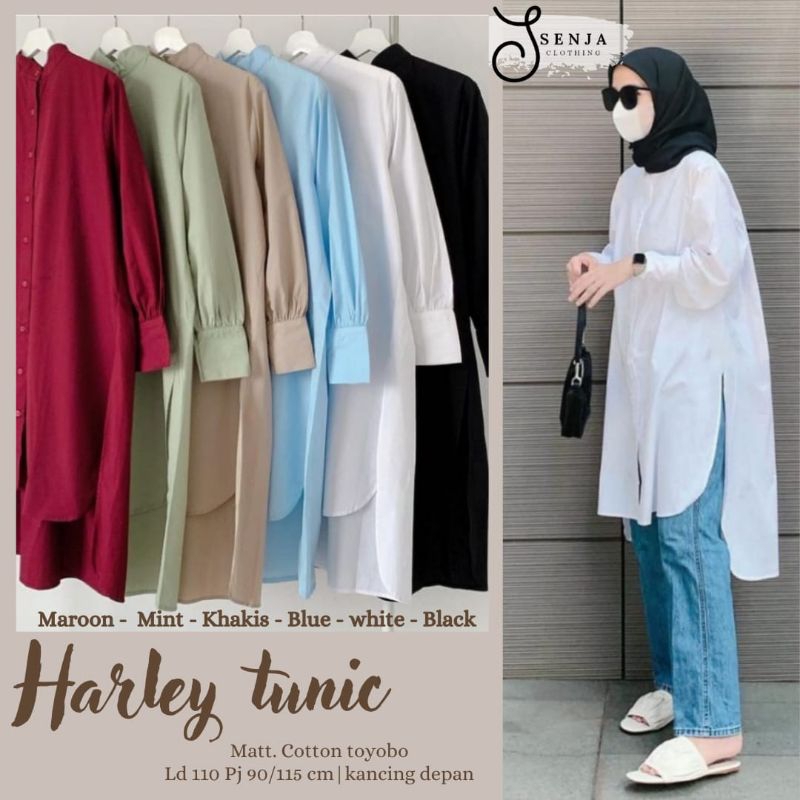 TUNIK POLOS Tunik Bahan Toyobo HARLEY TUNIC BY SENJA / Atasan Wanita Longtunik Busui Tunik Bordir